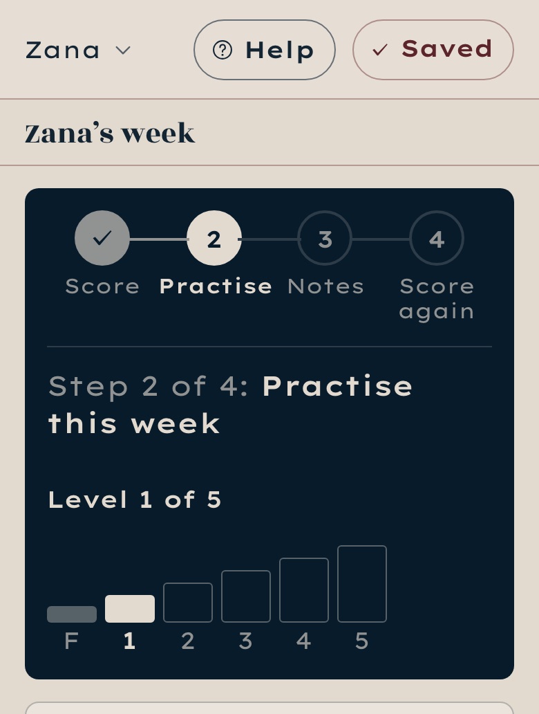 The Locus CODE Workspace on a phone: this week's step and the dog's level
